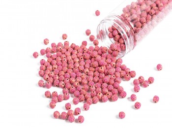 Pink Color Round Shape Fancy Plastic Beads