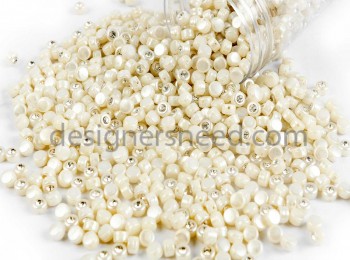 PLST0006 Cream Color Round Shape with Single Stone Pearl Stones
