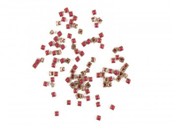 Maroon color Square Shape Plastic Stones (Ghad Fitting) with Flat Back PLST0017A