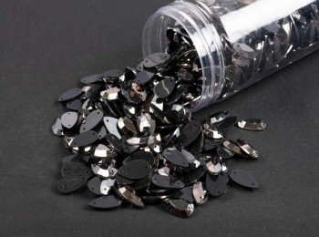 Silver Metallic Color Drop Shape Plastic Stones PLST0032