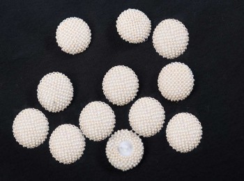 Cream Pearl Buttons Round Shape Light Weight Buttons-2.2 cm, Pack of 5 pieces