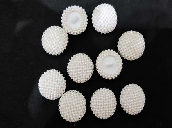 Off-White Pearl Buttons Round Shape Light Weight Buttons-2.2 cm, Pack of 10 pieces
