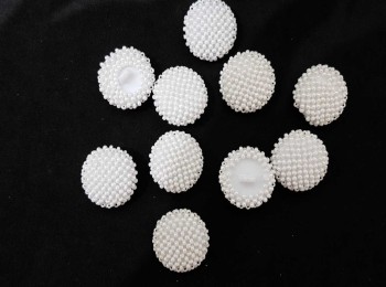 Milky White Pearl Buttons Round Shape Light Weight Buttons-2.2 cm, Pack of 10 pieces