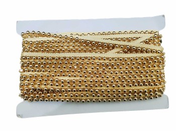 Bright Golden Color Bead Lace, Moti Lace for Dupatta, Suits etc. 6mm Beads Size
