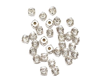 Silver Color Sew On Rhinestone / Softi / Chatons in Flat Back Metal Setting (8mm-40ss)