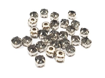 Grey Color Sew On Rhinestone / Softi / Chatons in Flat Back Metal Setting (8mm-40ss)