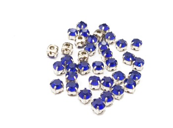 Royal Blue Color Sew On Rhinestone / Softi / Chatons in Flat Back Metal Setting (6mm-30ss)