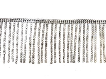 Metallic Grey Base Rhinestone Ribbon Tassel Chain, Rhinestone Fringe Trim Diamond Crystal Tassel Fringe Trim for Sewing Crafts Female Jewelry