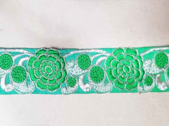 Parrot Green Color Thread Work Lace/ Border