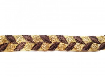Brown Golden Color Thread Work Lace
