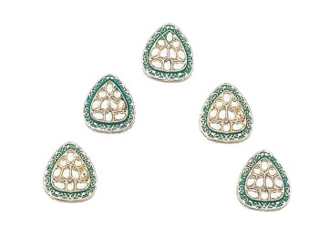Sea Green Triangular Shape Kundan/Mina Buttons