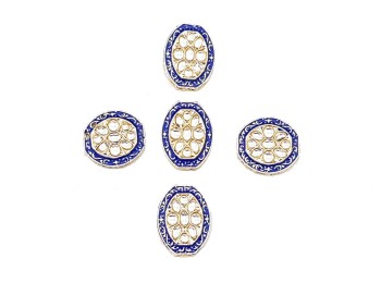Blue Oval Shape Kundan/Mina Buttons