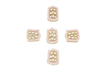 Baby Pink Rectangle Shape Kundan/Mina Buttons
