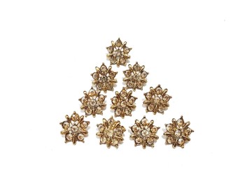 Golden Flower Design Rhinestone Buttons for dresses, suits, kurtis, tops etc.