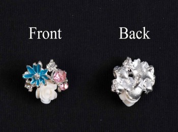 White Color Flower Shape Ladies Buttons with Stone WBTN0041E