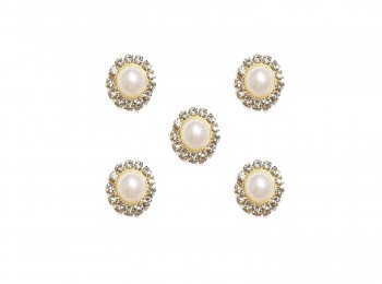 Golden Color Round Stone Work Pearl Buttons