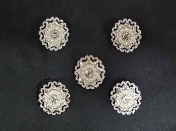 Off-white color Pearl And rhinestone Work Fancy Buttons