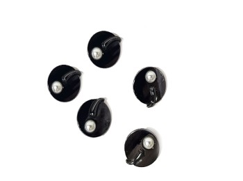 Black Color Metal Round Buttons with Pearl