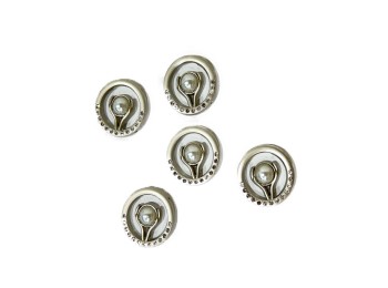 Matte Grey Color Metal Round Designer Buttons with Pearl