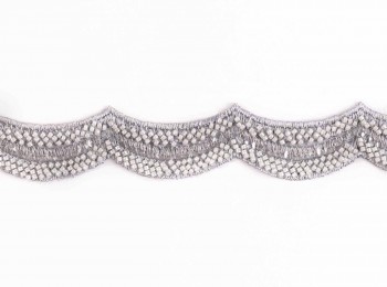 Grey Color Beads Work Western Lace WEST0004B