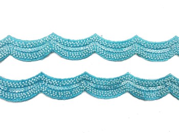 Ferozi Blue Color Beads Work Western/Fancy cutwork Lace