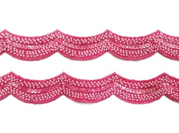 Magenta Color Beads Work Western/Fancy cutwork Lace