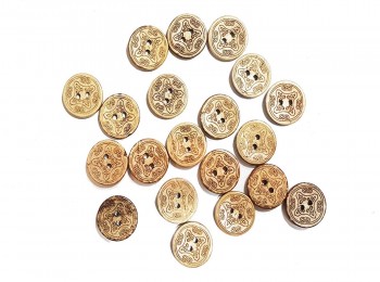 Light Brown Color Printed Round Shape Coconut Buttons