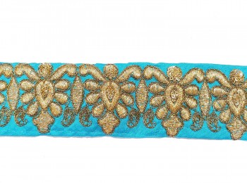 Ferozi Color Zari Work Lace For Suits, Dresses, Sarees etc.