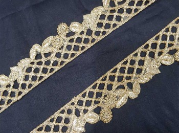 Light Golden Sequins and Zari Work Lace Bridal Lace for Dupatta, lehnga etc. Zari Lace